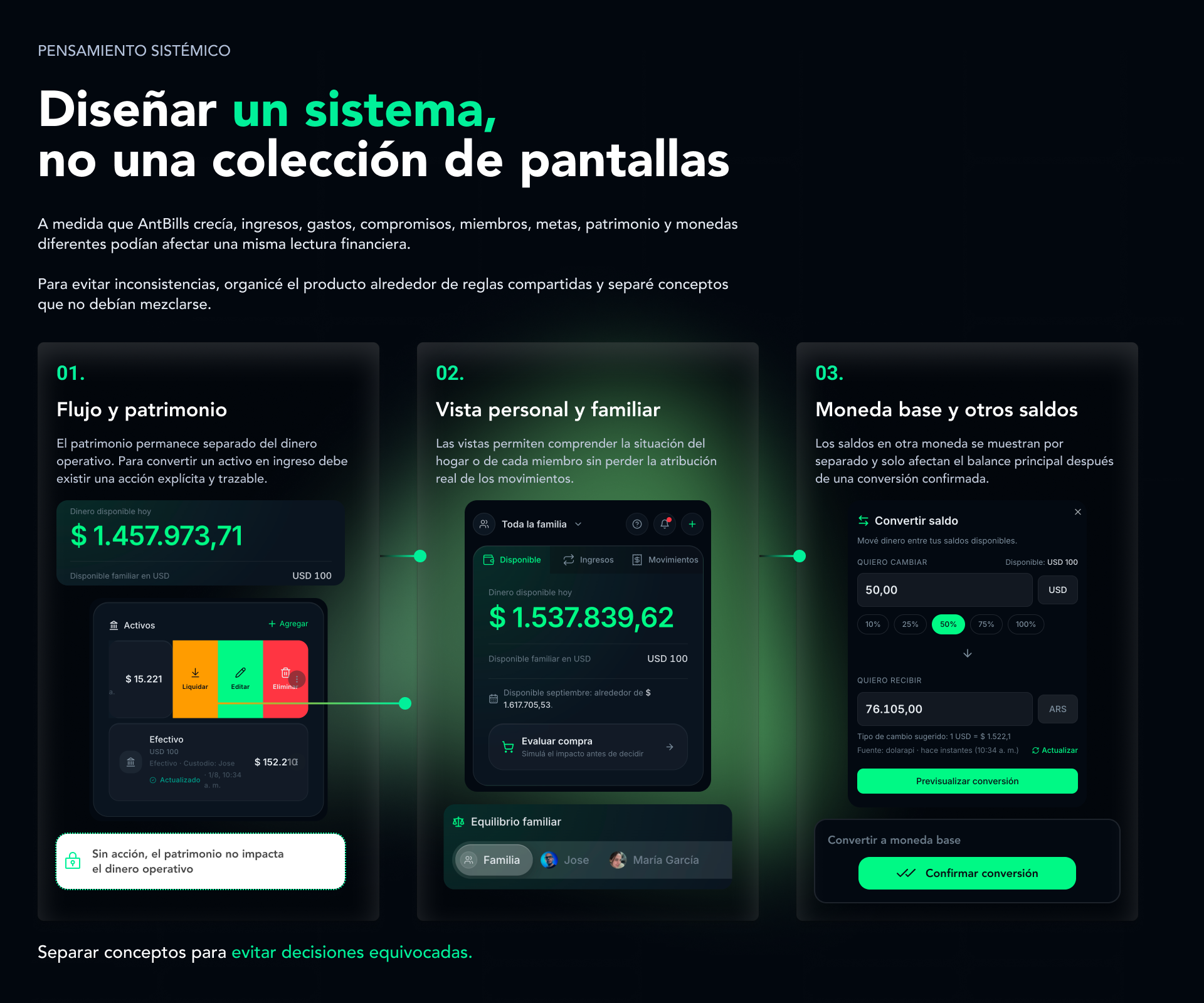 AntBills: plataforma de finanzas familiares para decisiones futuras · Página 05 — Diseñar un sistema